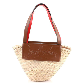 Christian Louboutin Loubishore Tote Straw with Leather Small