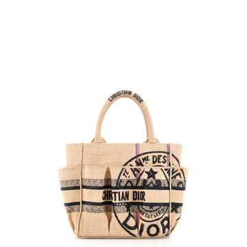Christian Dior Catherine Tote Embroidered Jute Canvas Small