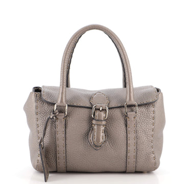 Fendi Selleria Linda Satchel Pebbled Leather Mini