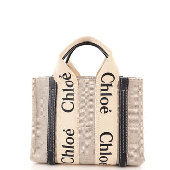 Chloe Woody Tote Canvas with Leather Small