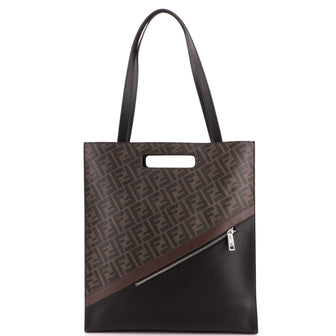 Fendi Forever Fendi Shopping Tote Zucca Coated Canvas and Leather Tall