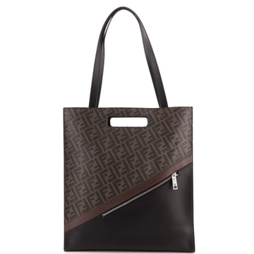 Fendi Forever Fendi Shopping Tote Zucca Coated Canvas and Leather Tall