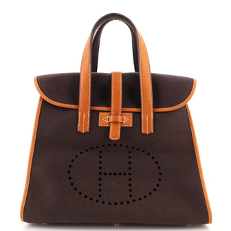 Hermes Feu2Dou Tote Wool and Leather