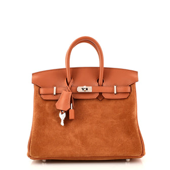 Hermes Birkin Handbag Brown Grizzly and Swift with Palladium Hardware 25