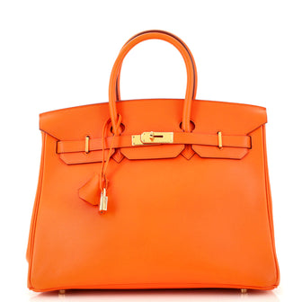 Hermes Birkin Handbag Orange Gulliver with Gold Hardware 35