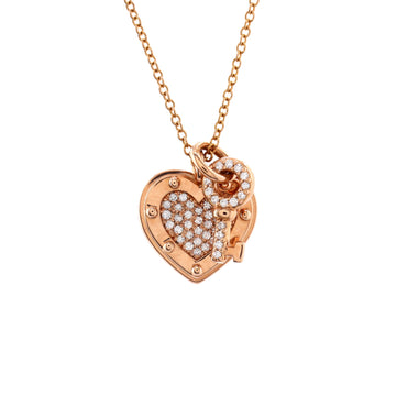 Tiffany & Co. Love Heart Tag Key Pendant Necklace 18K Rose Gold with Diamonds