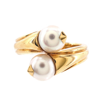 Bvlgari Bypass Ring 18K Yellow Gold with Pearls