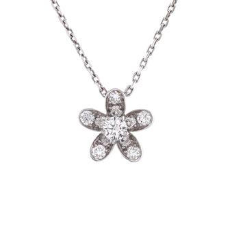 Van Cleef & Arpels Socrate Flower Pendant Necklace 18K White Gold and Diamonds