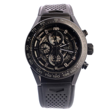 Tag Heuer Carrera Calibre Heuer 01 Skeleton Chronograph Automatic Watch Ceramic with Titanium and Rubber 45