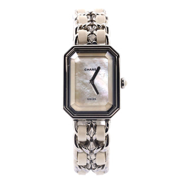 Chanel Premiere Rock Quartz Watch Stainless Steel and Leather with Mother of Pearl 20