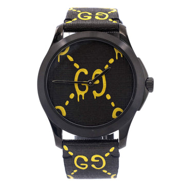 Gucci G-Timeless Ghost Quartz Watch PVD Stainless Steel and Coated Canvas 38