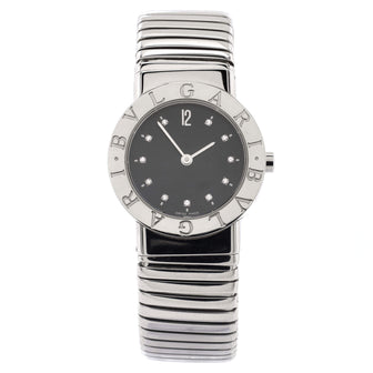 Bvlgari Tubogas Quartz Watch Stainless Steel with Diamond Markers 26