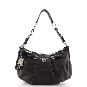 Prada Buckle Pleated Shoulder Bag Soft Calf Medium