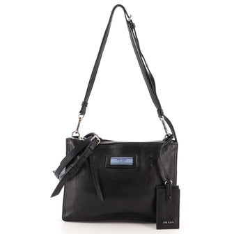 Prada Etiquette Double Zip Crossbody Glace Calf