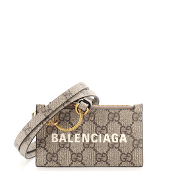Gucci x Balenciaga The Hacker Project Zip Card Case with Strap GG Coated Canvas