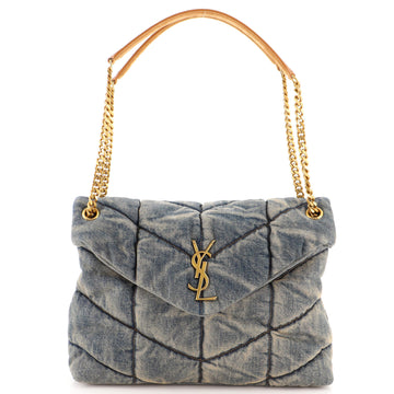 Saint Laurent LouLou Puffer Shoulder Bag Quilted Vintage Denim Medium