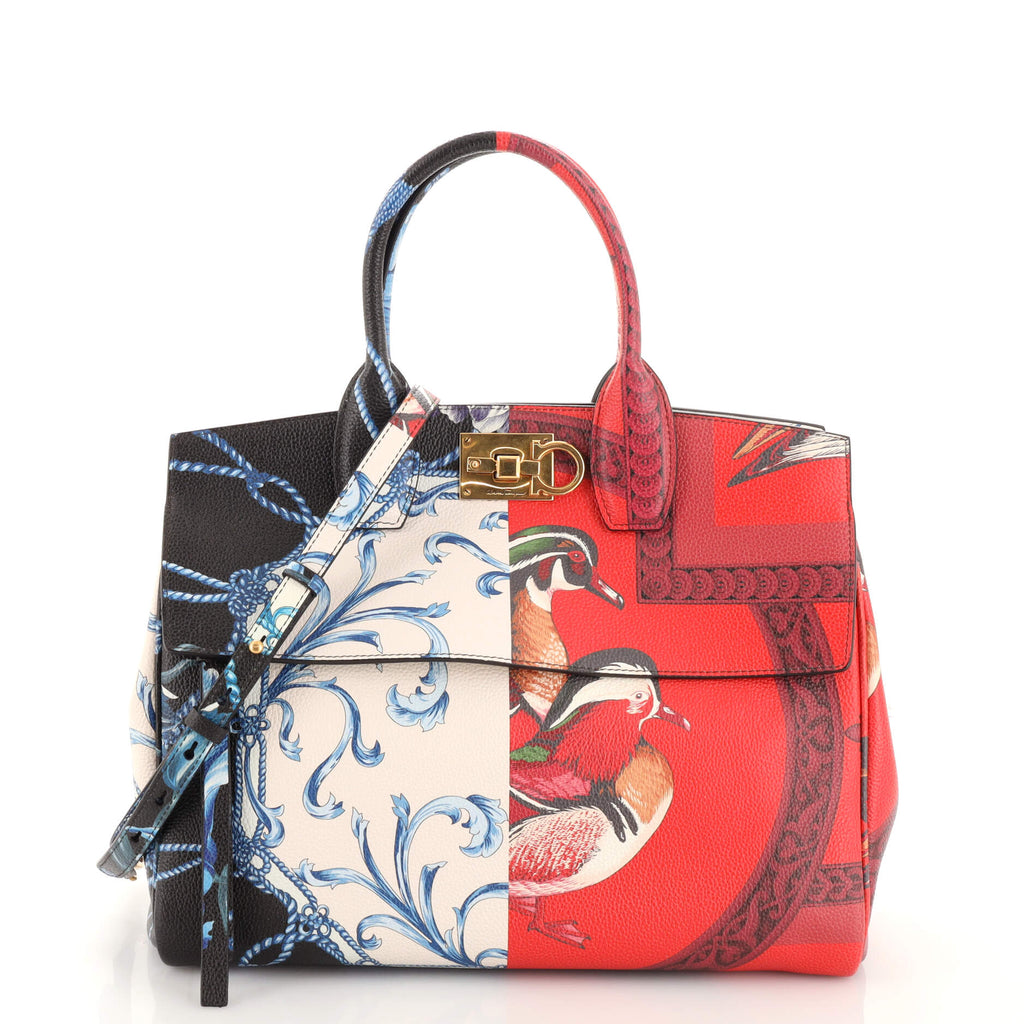 Salvatore Ferragamo Studio Satchel Printed Leather Medium