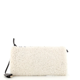 Balenciaga Zip Clutch Shearling and Leather Medium