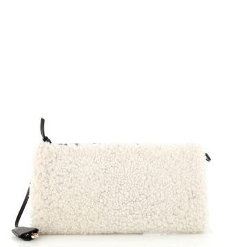 Balenciaga Zip Clutch Shearling and Leather Medium