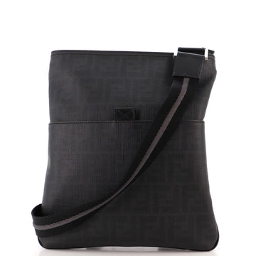 Fendi Flat Front Pocket Messenger Bag Zucca Coated Canvas Medium