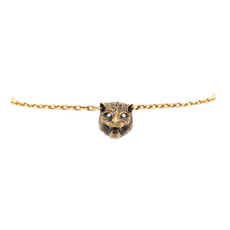 Gucci Le Marche Des Merveilles Feline Head Bracelet 18K Yellow Gold with Aquamarine, Tourmaline and Diamonds