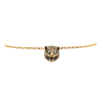 Gucci Le Marche Des Merveilles Feline Head Bracelet 18K Yellow Gold with Aquamarine, Tourmaline and Diamonds