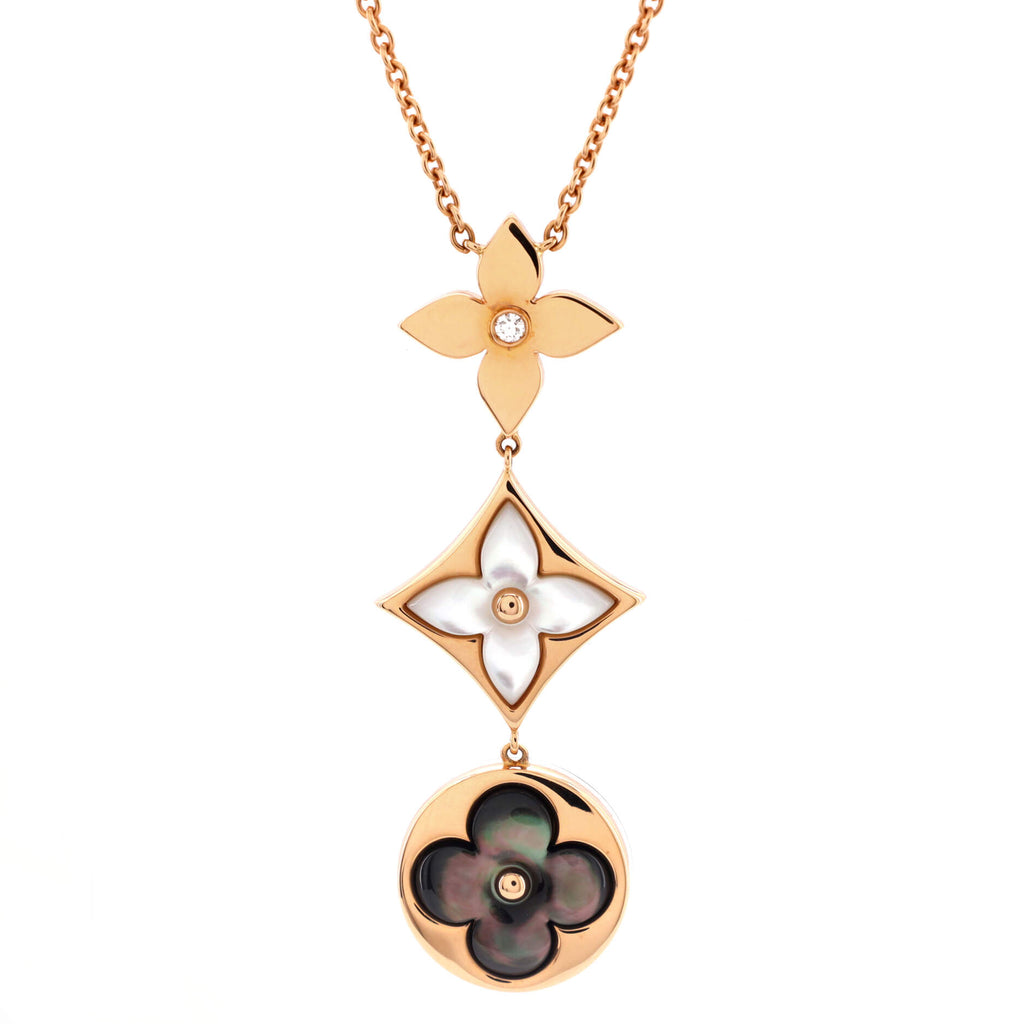 Louis Vuitton Mother of Pearl Color Blossom Sun Pendant Necklace