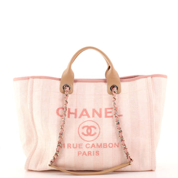 Chanel Deauville Tote Striped Mixed Fibers Medium