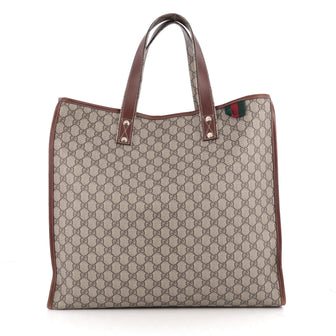 Gucci Web Loop Tote GG Coated Canvas Large Gray
