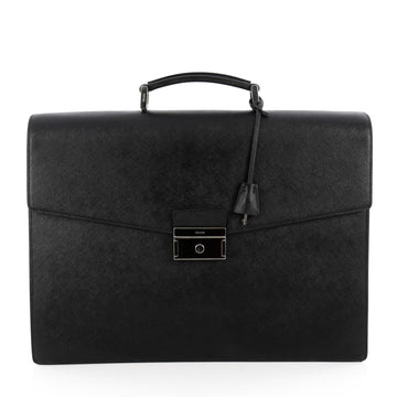 Prada Key Lock Briefcase Saffiano Leather Large Black 1900801