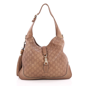 Gucci New Jackie Handbag Guccissima Leather Medium Brown