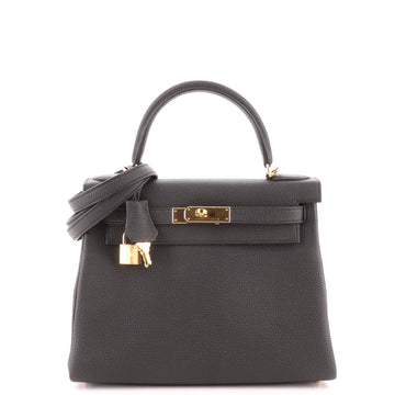 Hermes Kelly Handbag Black Togo with Gold Hardware 28