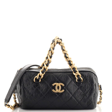 Chanel Fashion Therapy Bowling Bag Quilted Shiny Lambskin Small