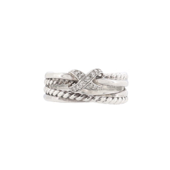 David Yurman X Crossover Ring Sterling Silver with Diamonds