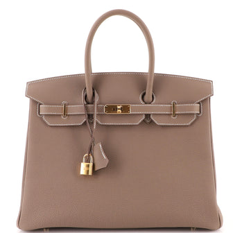 Hermes Birkin Handbag Grey Togo with Gold Hardware 35