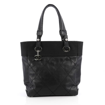 Chanel Biarritz Tote Quilted Coated Canvas Small Black