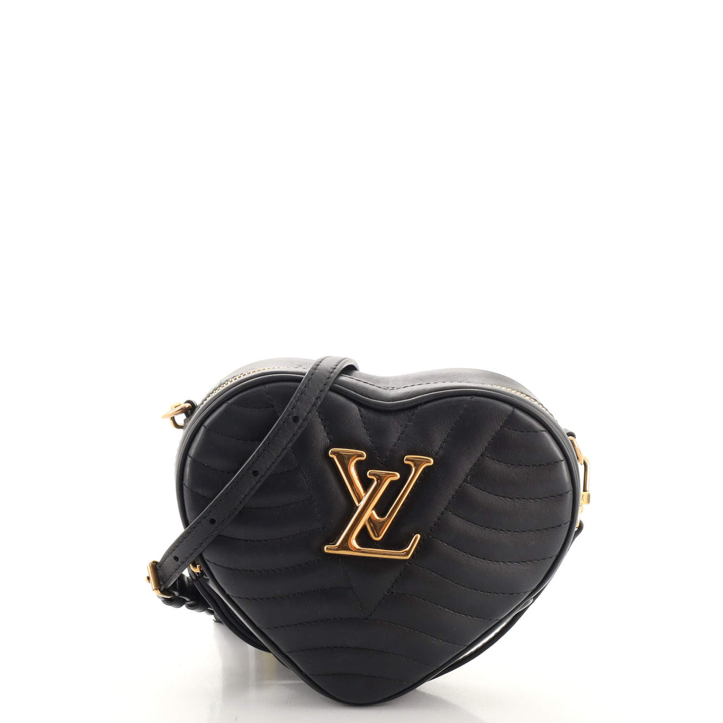 Louis Vuitton New Wave Heart Crossbody Bag Quilted Leather Black 1901521