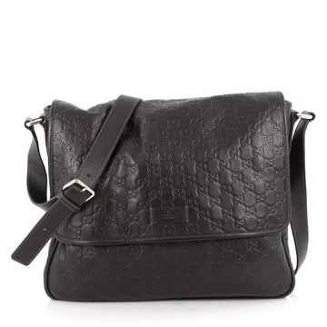 Gucci Flap Messenger Bag Guccissima Leather Large Brown