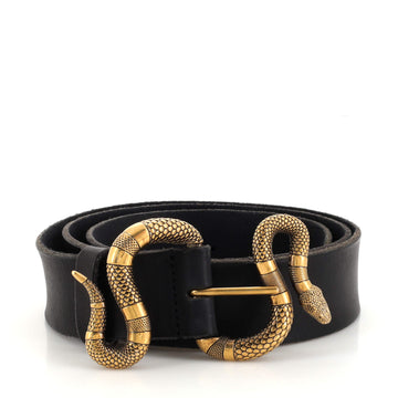 Gucci Snake Buckle Belt Leather Wide
