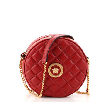 Versace La Medusa Round Camera Bag Quilted Leather Small Red 1902381