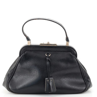 Prada Lock Frame Satchel Leather Medium