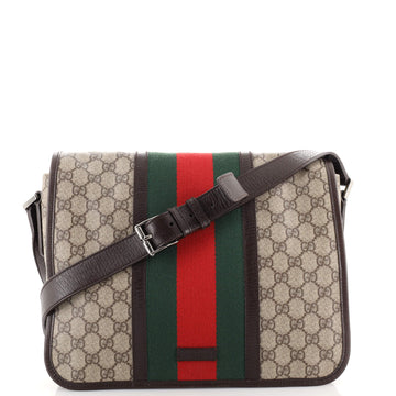 Gucci Web Flap Messenger Bag GG Coated Canvas Medium