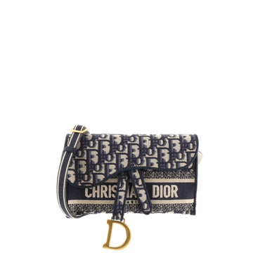Christian Dior Saddle Slim Belt Pouch Logo Embroidered Oblique Canvas