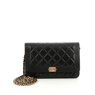 Chanel Boy Wallet on Chain Quilted Lambskin Black