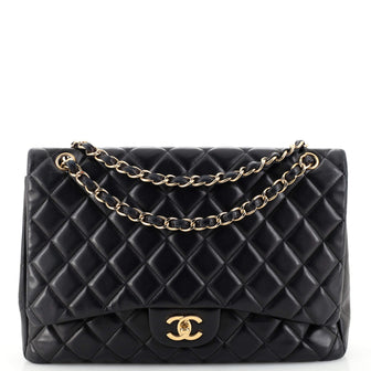 Chanel Vintage Classic Single Flap Bag Quilted Lambskin Maxi