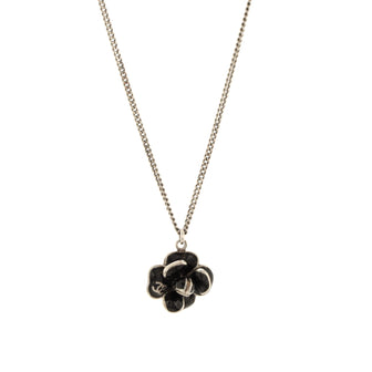 Chanel Camellia Pendant Necklace Metal with Enamel