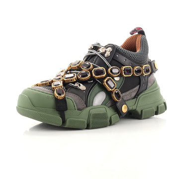 Gucci Flashtrek Sneakers Fabric and Leather with Crystals