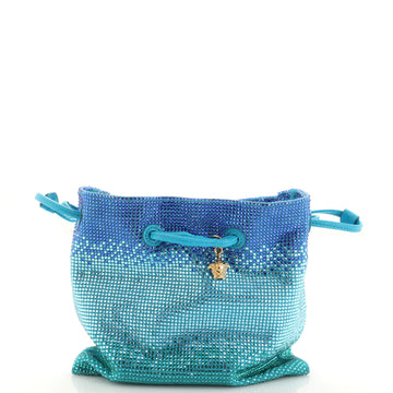 Versace Medusa Drawstring Bucket Bag Pouch Satin with Ombre Crystals Mini
