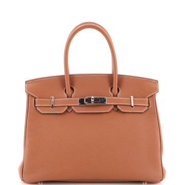 Hermes Birkin Handbag Brown Togo with Palladium Hardware 30