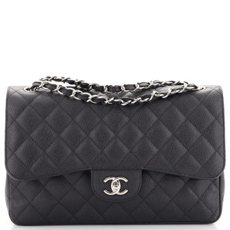 Chanel Classic Double Flap Bag Quilted Caviar Jumbo